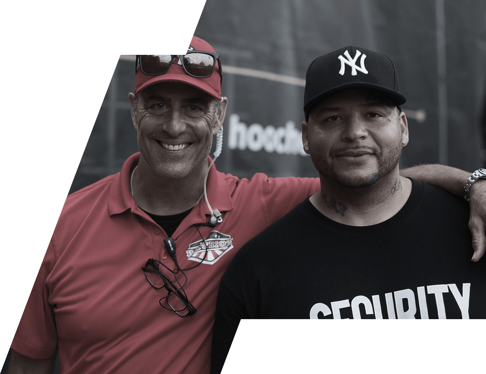Festival staff in branded shirts with barrels — staffing reference