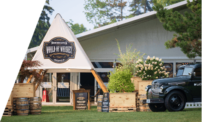World of Whiskey festival activation booth at an outdoor venue