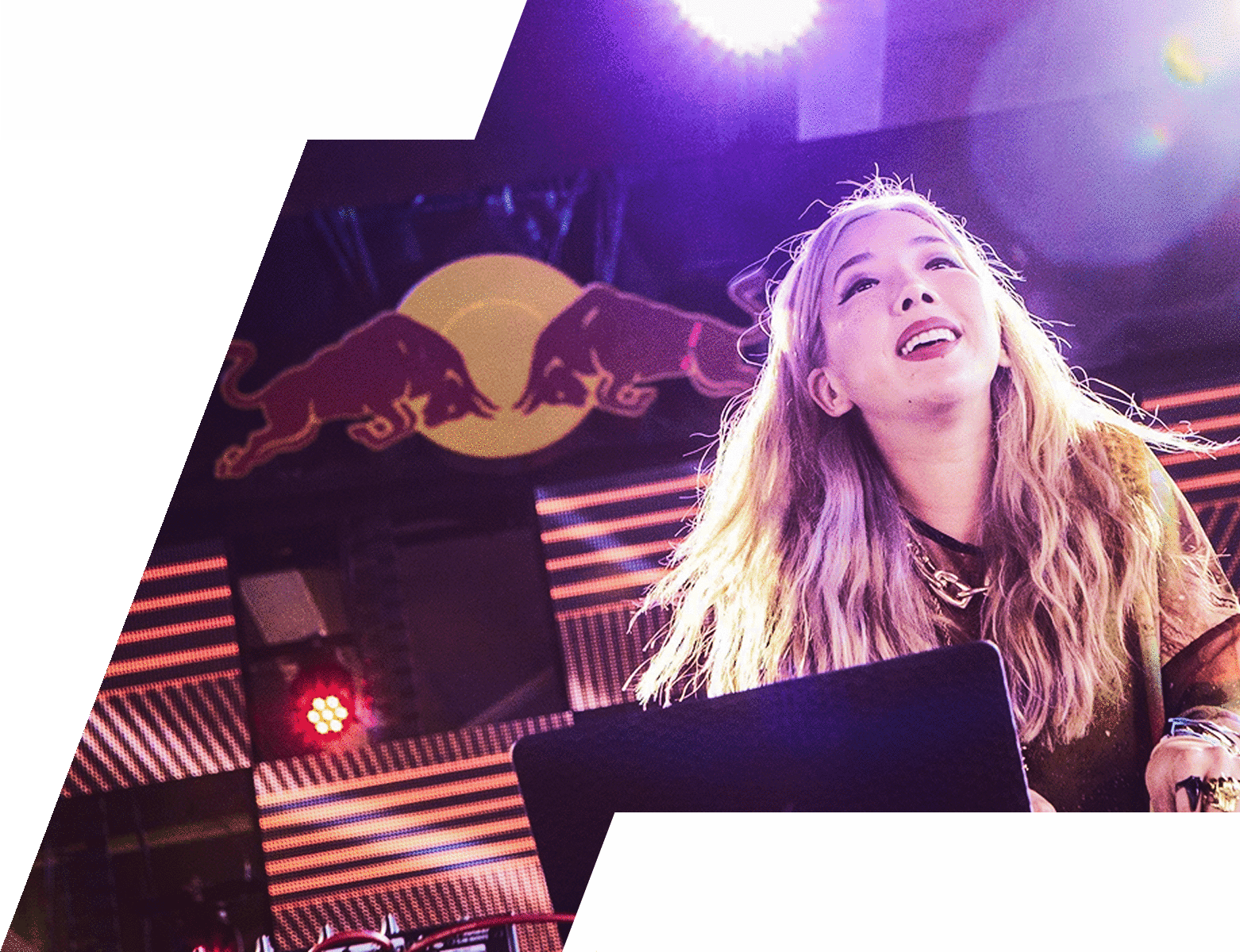 Festival performer at a Red Bull sponsored stage with Patron branded experience