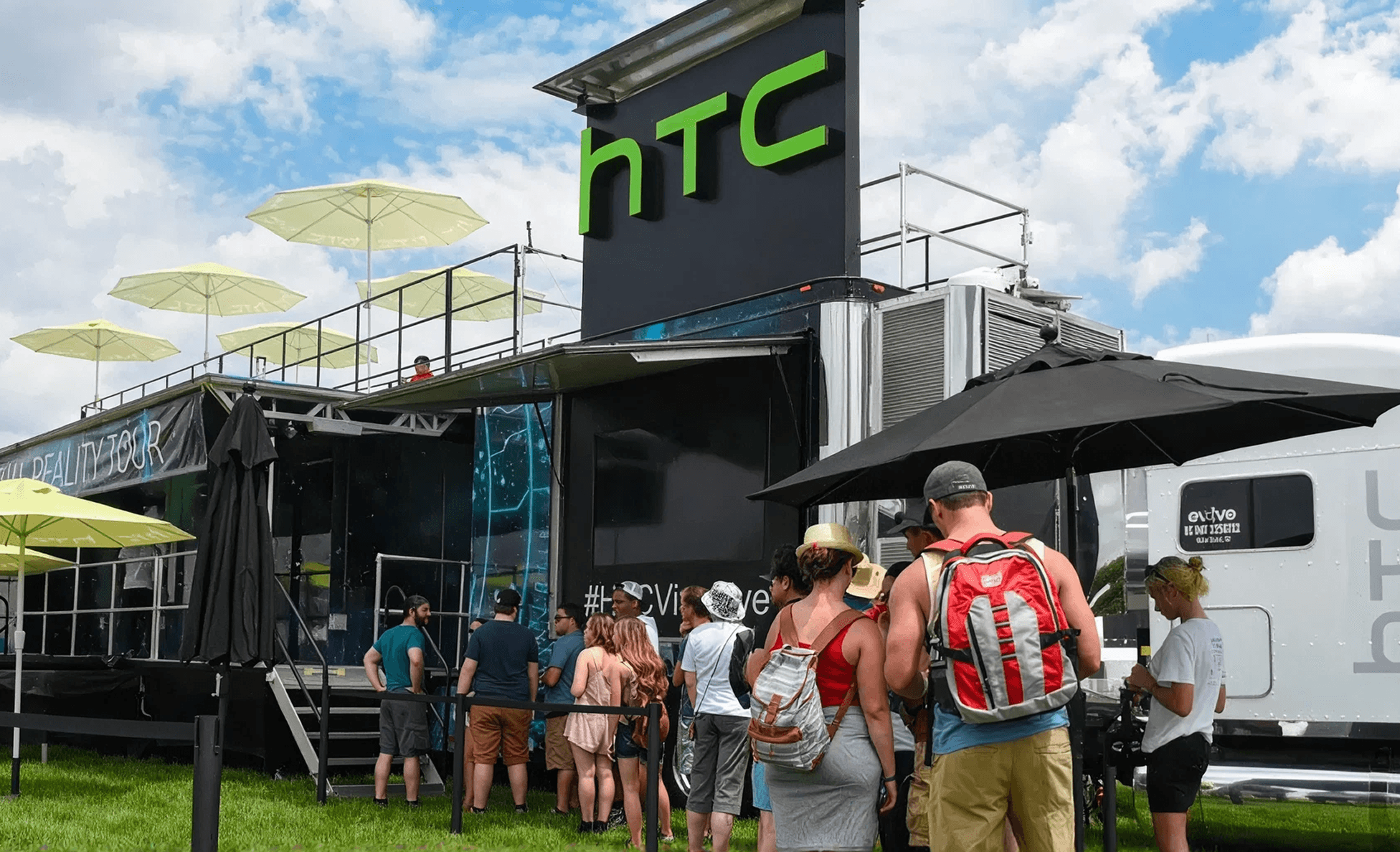 HTC Vive Virtual Reality Tour branded activation trailer with festival-goers lining up